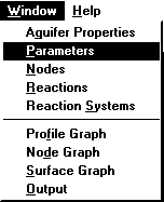 [Selecting <STRONG>Paramters</STRONG> from the <STRONG>Window</STRONG> menu.]