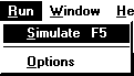 [Selecting <STRONG>Simulate</STRONG> from the<STRONG>Run</STRONG> menu]